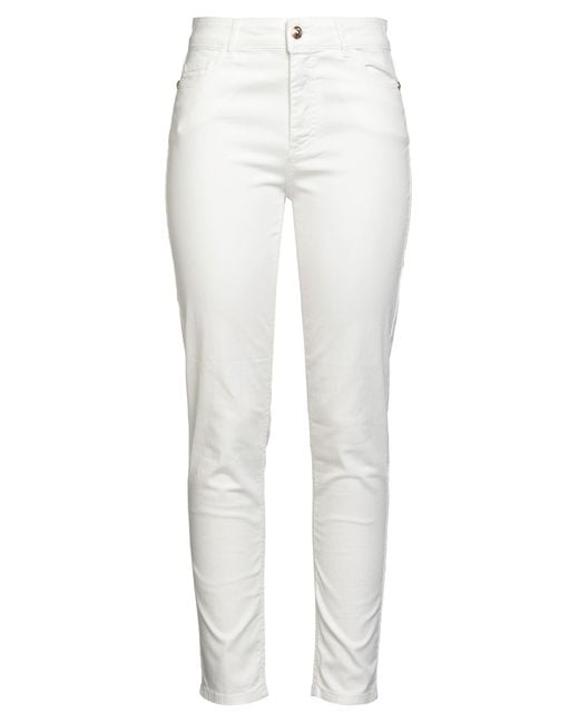 Angelo Marani Women's White Jeans Cotton, Elastane