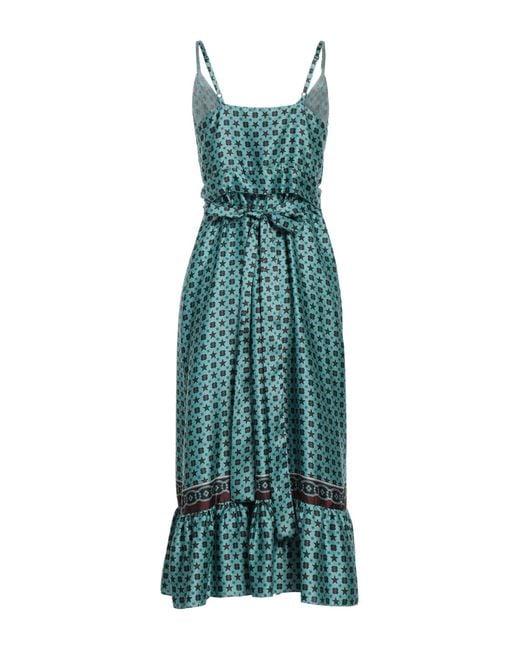 Sandro Green Midi Dress Polyester