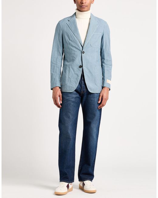 Massimo Alba Blue Blazer Cotton, Linen for men