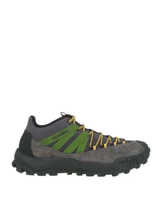 SCARPA Green Sneakers Leather, Textile Fibers for men