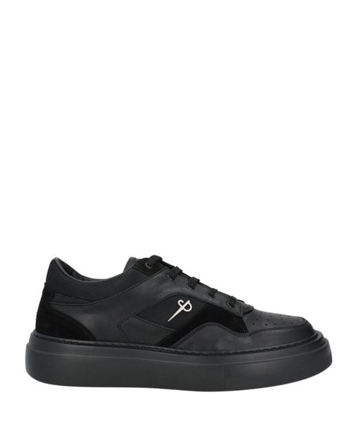 Cesare Paciotti Black Sneakers Leather, Textile Fibers for men
