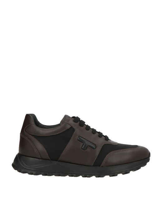 Testoni Black Chocolate Sneakers Calfskin, Nylon for men