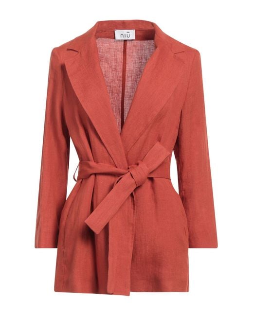 Niu Red Rust Blazer Linen, Cotton