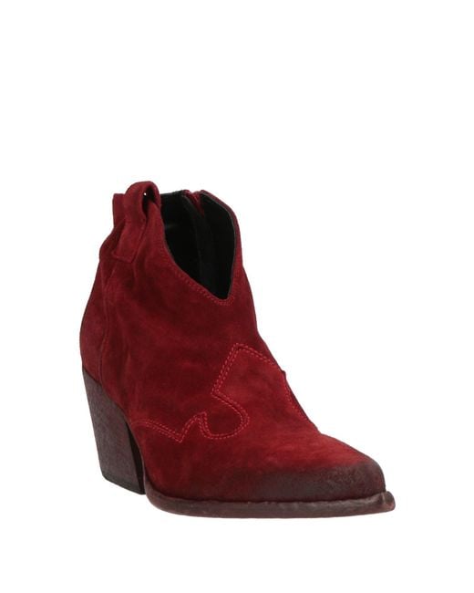 Elena Iachi Red Ankle Boots Leather