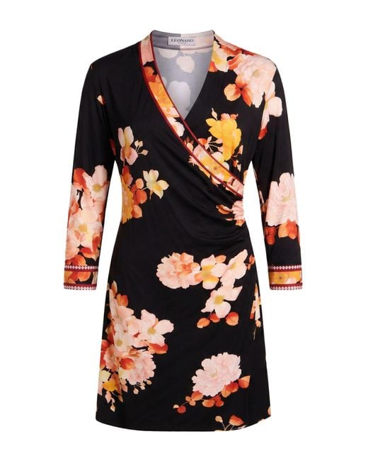LEONARD Paris Black Midi Dress Polyamide