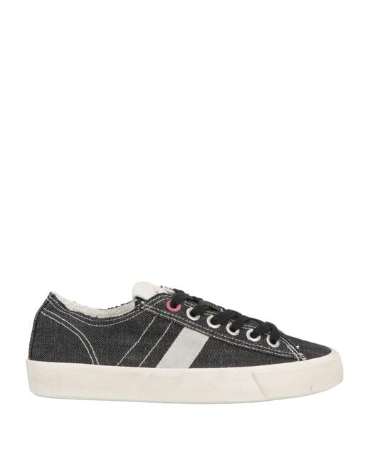Date Black Sneakers Leather, Textile Fibers