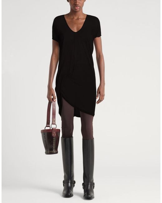 Rick Owens Black T-Shirt Viscose, Silk