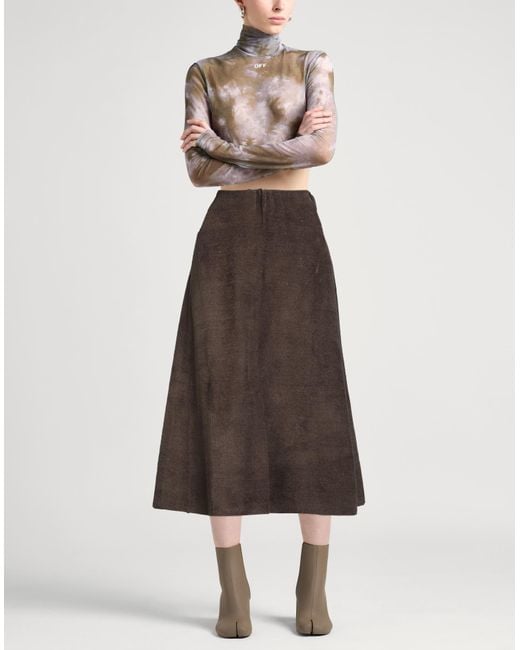 Boboutic Brown Midi Skirt Viscose, Linen, Polyamide, Silk, Cotton