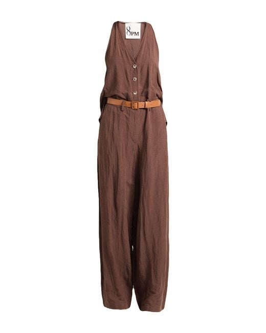 8pm Brown Jumpsuit Viscose, Linen