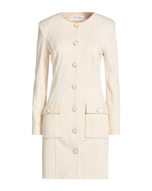 SIMONA CORSELLINI Natural Ivory Mini Dress Viscose, Polyamide, Elastane