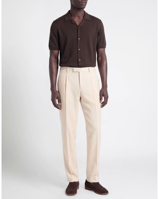 Lardini Natural Ivory Pants Viscose, Silk for men