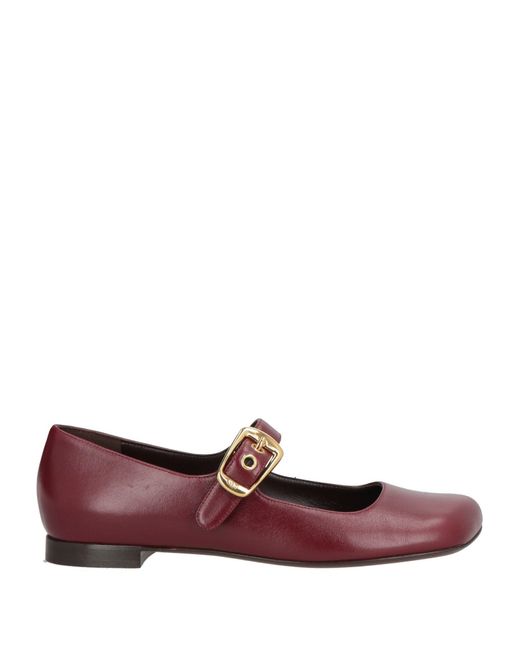 Chloé Red Ballet Flats Leather