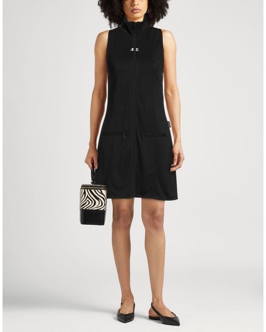 Courreges Black Mini Dress Polyester, Elastane