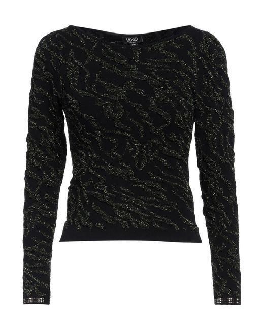 Liu Jo Black Sweater Viscose, Metallic Polyester, Polyamide, Elastane