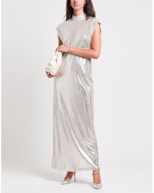 Alysi White Crème Maxi Dress Polyester