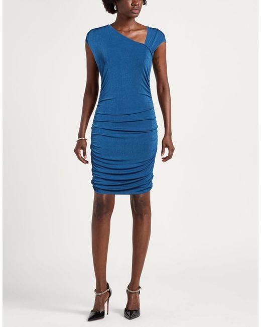 Gaelle Paris Blue Midi Dress Polyester, Elastane