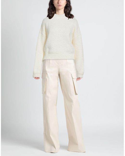 Soallure White Turtleneck Acrylic, Mohair Wool, Wool, Polyamide