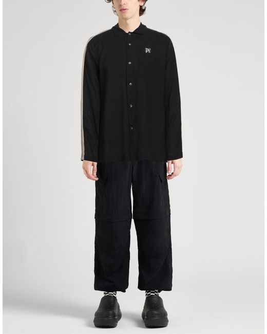Palm Angels Black Shirt Linen, Cotton, Polyester for men