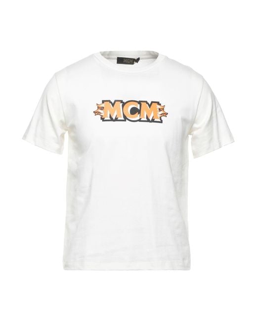 MCM White Ivory T-Shirt Cotton for men