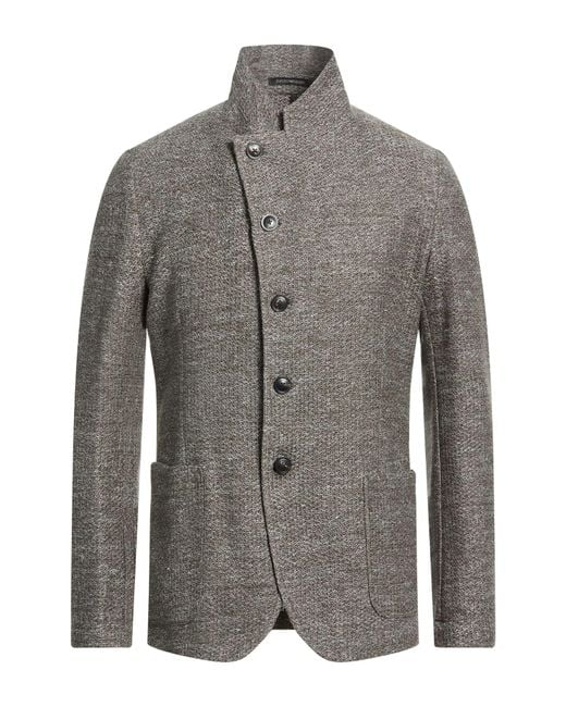 Emporio Armani Gray Military Blazer Linen, Cotton for men