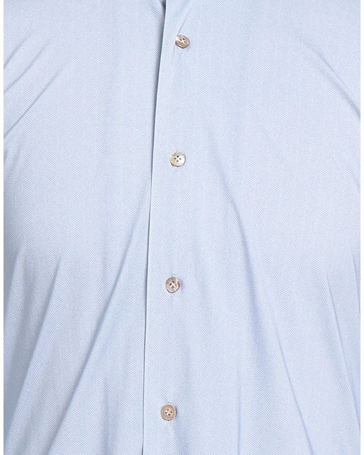 Mazzarelli Blue Shirt Polyamide, Elastane for men
