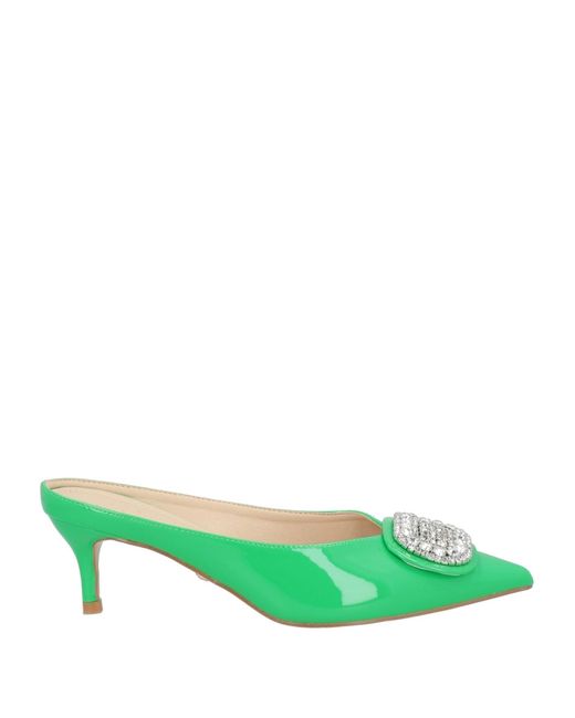 Twenty Four Haitch Green Mules & Clogs Leather