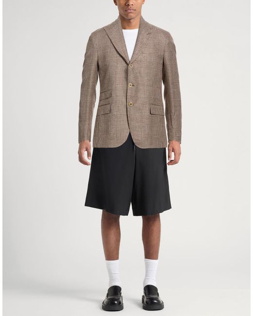 Eleventy Brown Blazer Linen, Wool, Silk for men