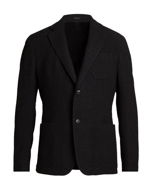 Emporio Armani Black Blazer Virgin Wool, Elastane for men