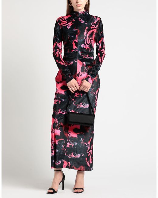 MSGM Red Maxi Dress Polyester, Elastane