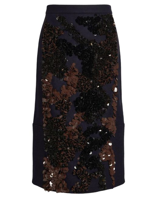 Plan C Black Midnight Midi Skirt Virgin Wool, Polyamide, Recycled Wool
