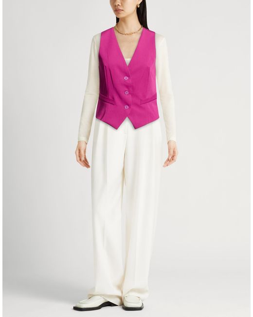 ViCOLO Pink Tailored Vest Polyester, Viscose, Elastane