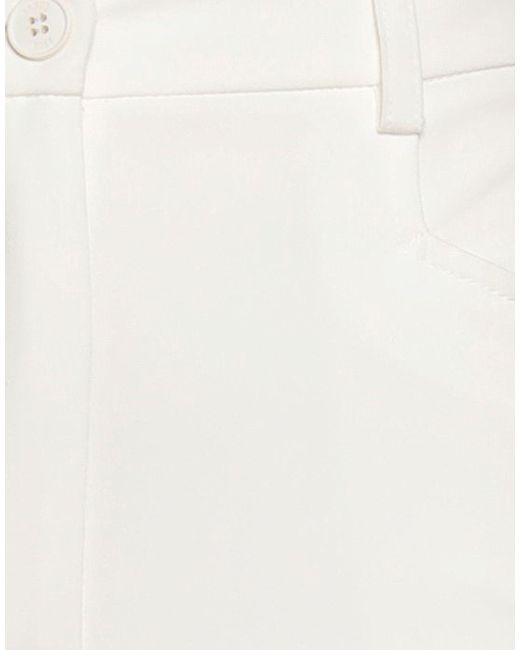 Denny Rose White Ivory Pants Polyester, Viscose, Elastane