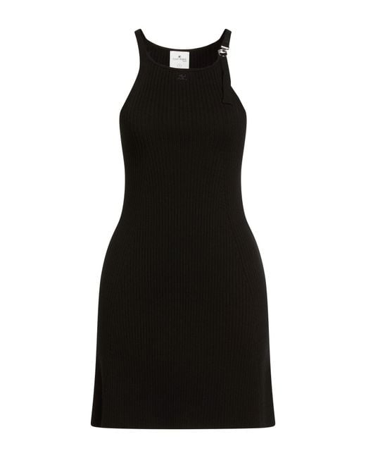 Courreges Black Mini Dress Viscose, Polyester