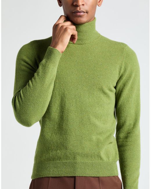 Fedeli Green Turtleneck Cashmere, Polyamide, Elastane for men