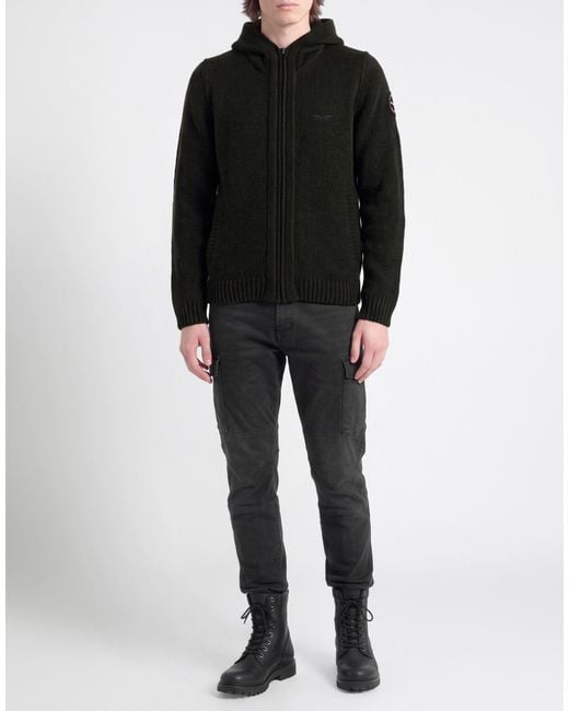 Aeronautica Militare Black Cardigan Wool, Nylon for men