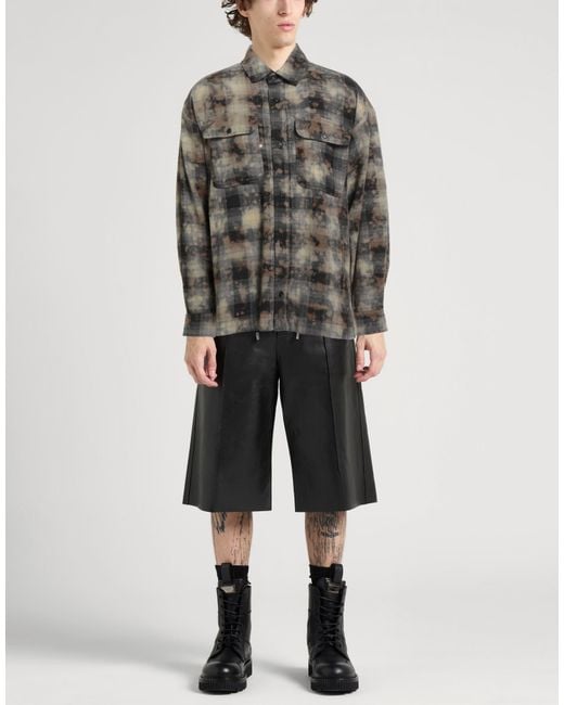 Palm Angels Gray Flannel Check Shrit for men