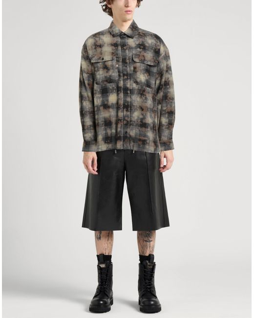 Palm Angels Gray Flannel Check Shrit for men