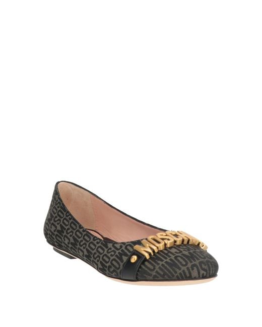 Moschino Gray Ballet Flats Textile Fibers