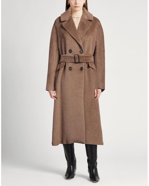 Max Mara Brown Camel Coat Alpaca Wool, Virgin Wool