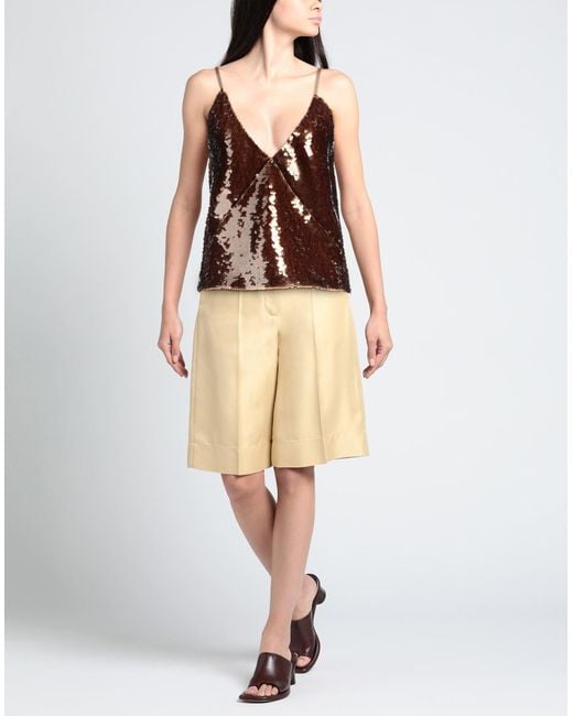 FEDERICA TOSI Brown Camel Top Polyester, Elastane
