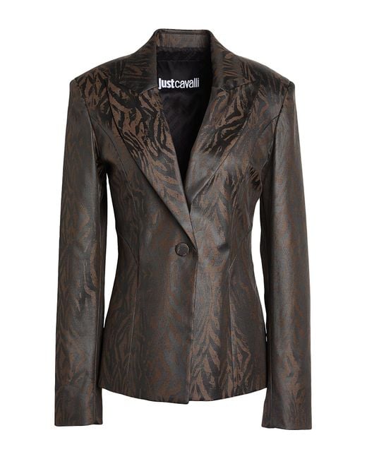 Just Cavalli Black Chocolate Blazer Polyester, Polyamide, Elastane