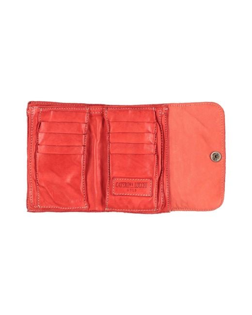 Caterina Lucchi Red Wallet Calfskin, Cotton
