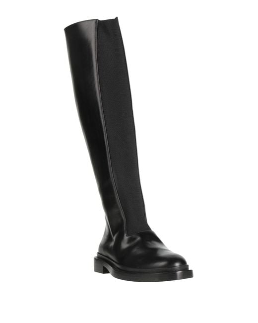 Jil Sander Black Boot Leather, Textile Fibers