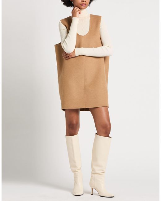 Khaite Natural Camel Mini Dress Wool