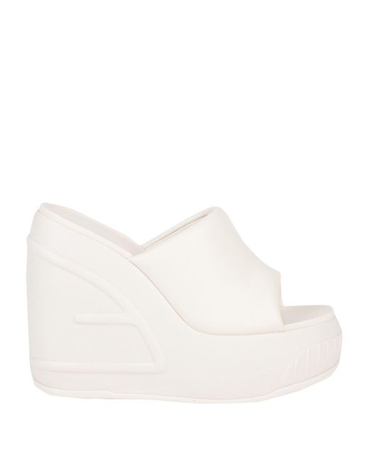 Fendi White Fashion Show Leather Wedge Sandal