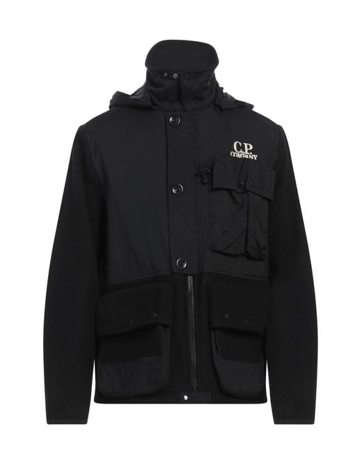 C P Company Black Jacket Virgin Wool, Polyamide for men