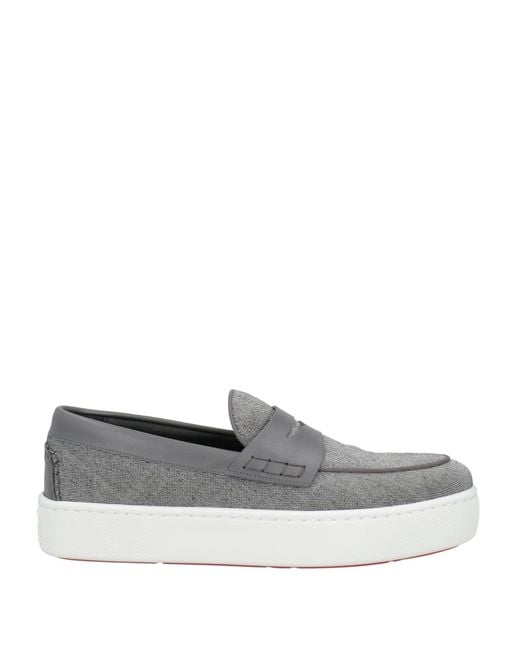 Christian Louboutin Gray Midnight Loafers Leather, Textile Fibers for men