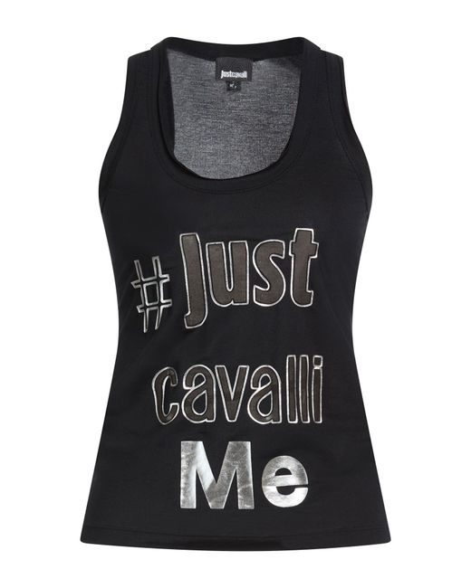 Just Cavalli Black Tank Top Modal, Polyester, Elastane