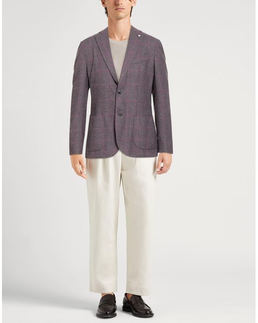 L.b.m. 1911 Purple Blazer Wool, Cotton, Polyamide, Polyester for men