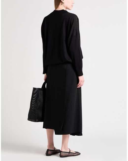 Brunello Cucinelli Black Midi Skirt Virgin Wool, Elastane
